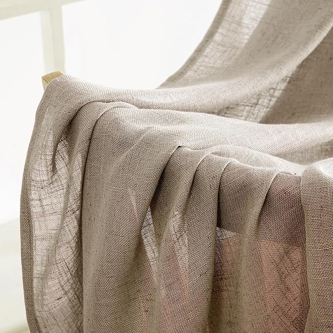 MIULEE Taupe Grey Linen Curtains 52x96 Inches Long 2 Panels - Image 6