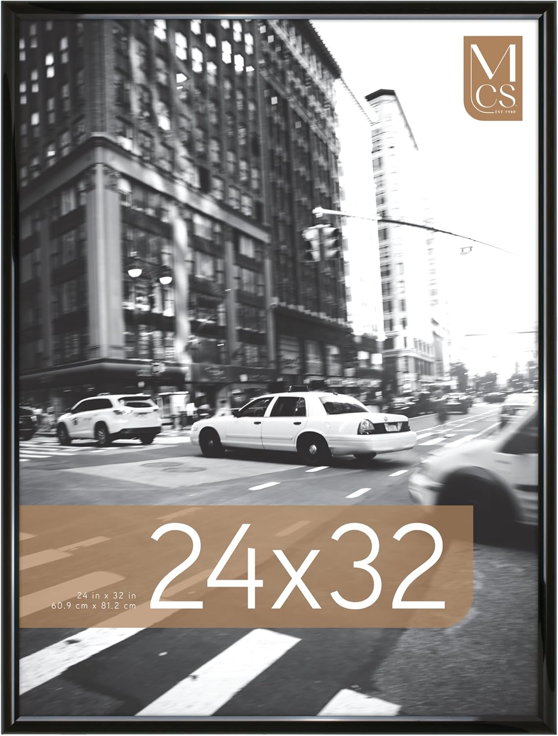 MCS Trendsetter 24x32 Poster Frame Black High-Gloss, Vertical & Horizontal Wall Hanging Large Picture Frame for Photos, Posters & Art Prints (1-Pack)