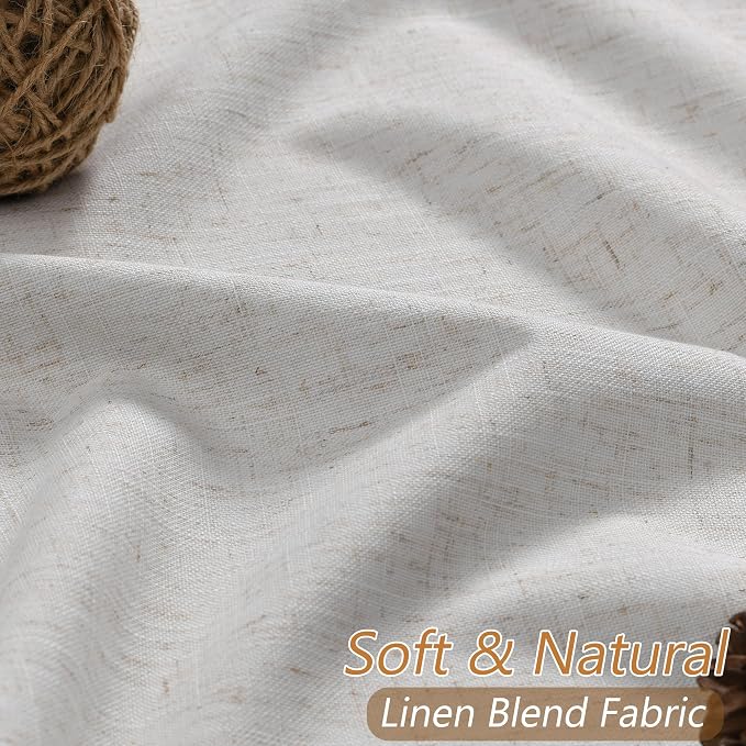 Natural Extra Long 100% Black Out Curtains 120 Inch Length 2 Panels Set - Image 3