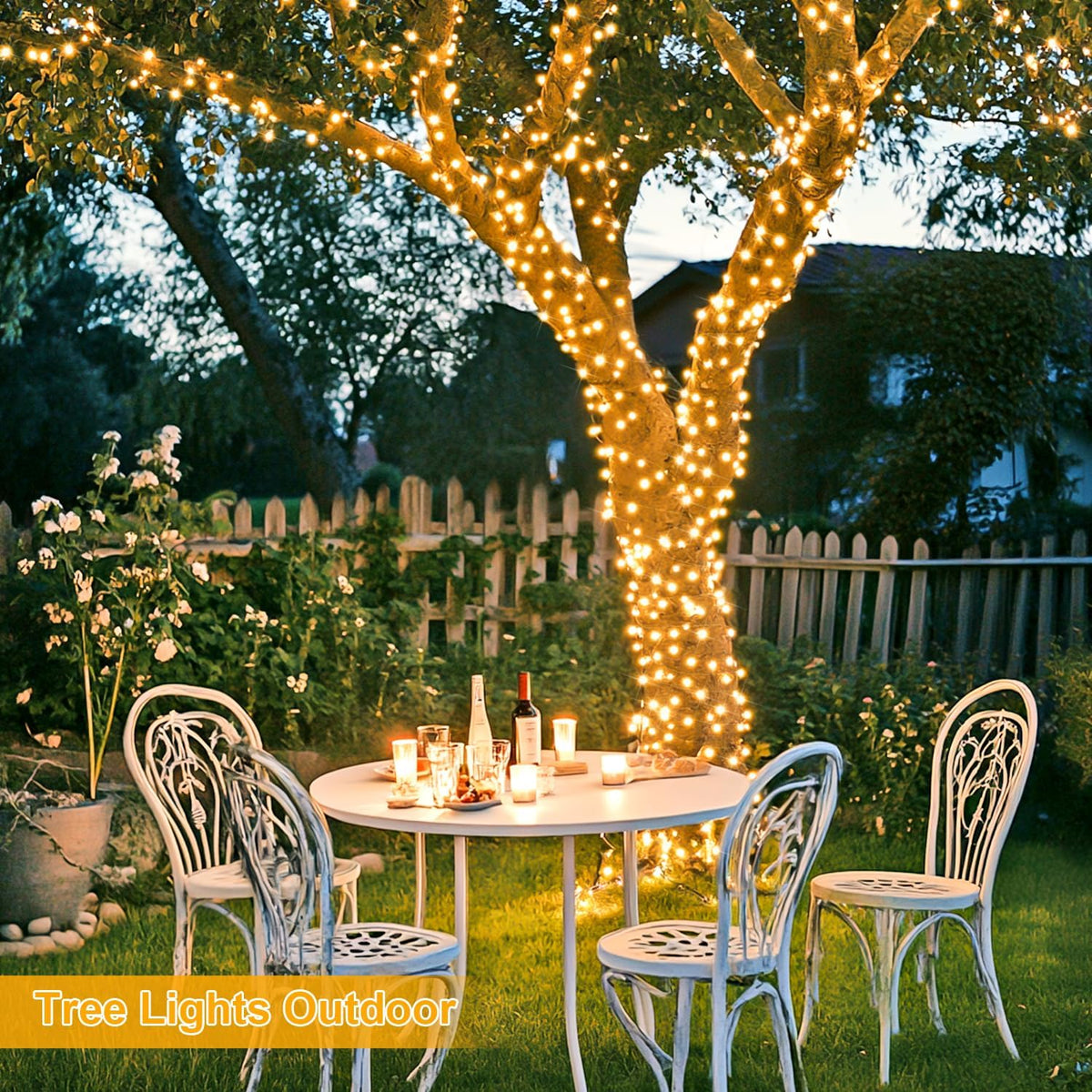 JMEXSUSS 800 LED Christmas Lights Outdoor Indoor String Lights with 8 Modes Warm White Plug in for Patio Garden Tree Wedding Party Yard Spring Decoration