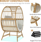 Egg Chair Outdoor Indoor, Oversized Rattan Chair with Thicken Cushion, 350LBS Capacity Wicker Patio Lounge Chair, Basket Chair for Living Room Balcony Porch Backyard, Beige