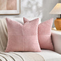 Fancy Homi 2 Packs Blush Pink Samll Decorative Throw Pillow Covers 12x12 Inch with for Couch Bed Sofa, Rustic Farmhouse Boho Home Decor, Soft Corss Patchwork Corduroy Square Cushion Case 30x30 cm