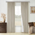 Oatmeal Beige Pinch Pleated 100% Black Out Linen Curtains 84 Inch Length | Room by Twodrapes