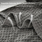 PHF Ultra Soft Waffle Weave Throw Blanket 50"x 60"- Washed Lightweight Breathable Cozy Woven Blanket for Bed - Aesthetic Decor for Couch Bedding Sofa Home Car - Grey