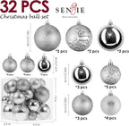 Christmas Ornaments for Xmas Trees,Silver Shatterproof Christmas Ball Ornaments