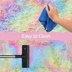 Fluffy Rainbow Rug for Girls Bedroom 2x6 Feet Kawaii Tie Dye Runner Rug Cute - Image 7