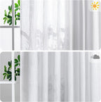MYSKY HOME White Curtains 95 Inches Long Semi Sheer Drapes Light Filtering - Image 3