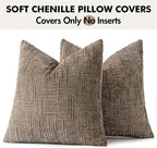 MIULEE Chenille Textured Throw Pillow Covers Taupe Grey 20x20 Set of 2 | Slubby - Image 9