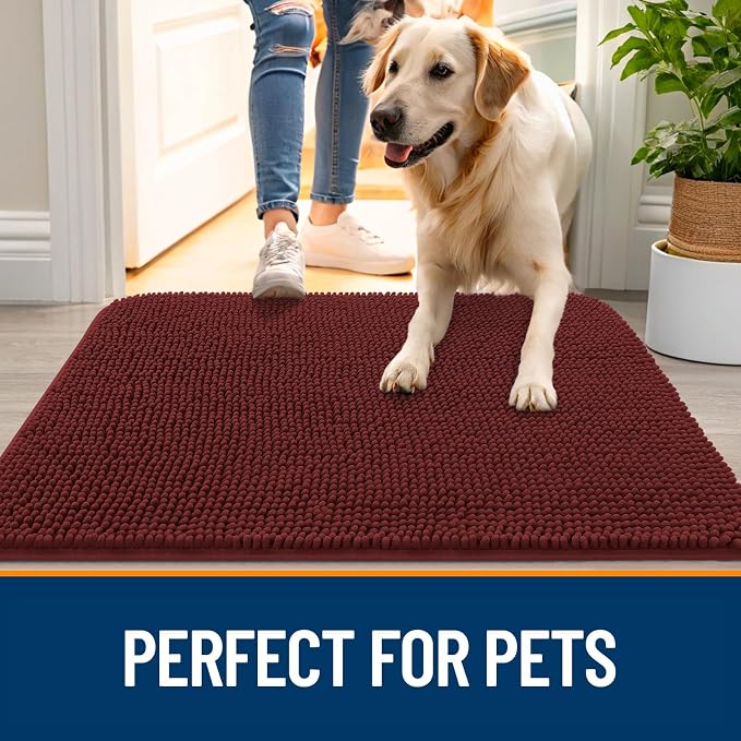 OLANLY Dog Door Mat for Muddy Paws 47x17, Super Absorbent Chenille Mud Mat | - Image 6