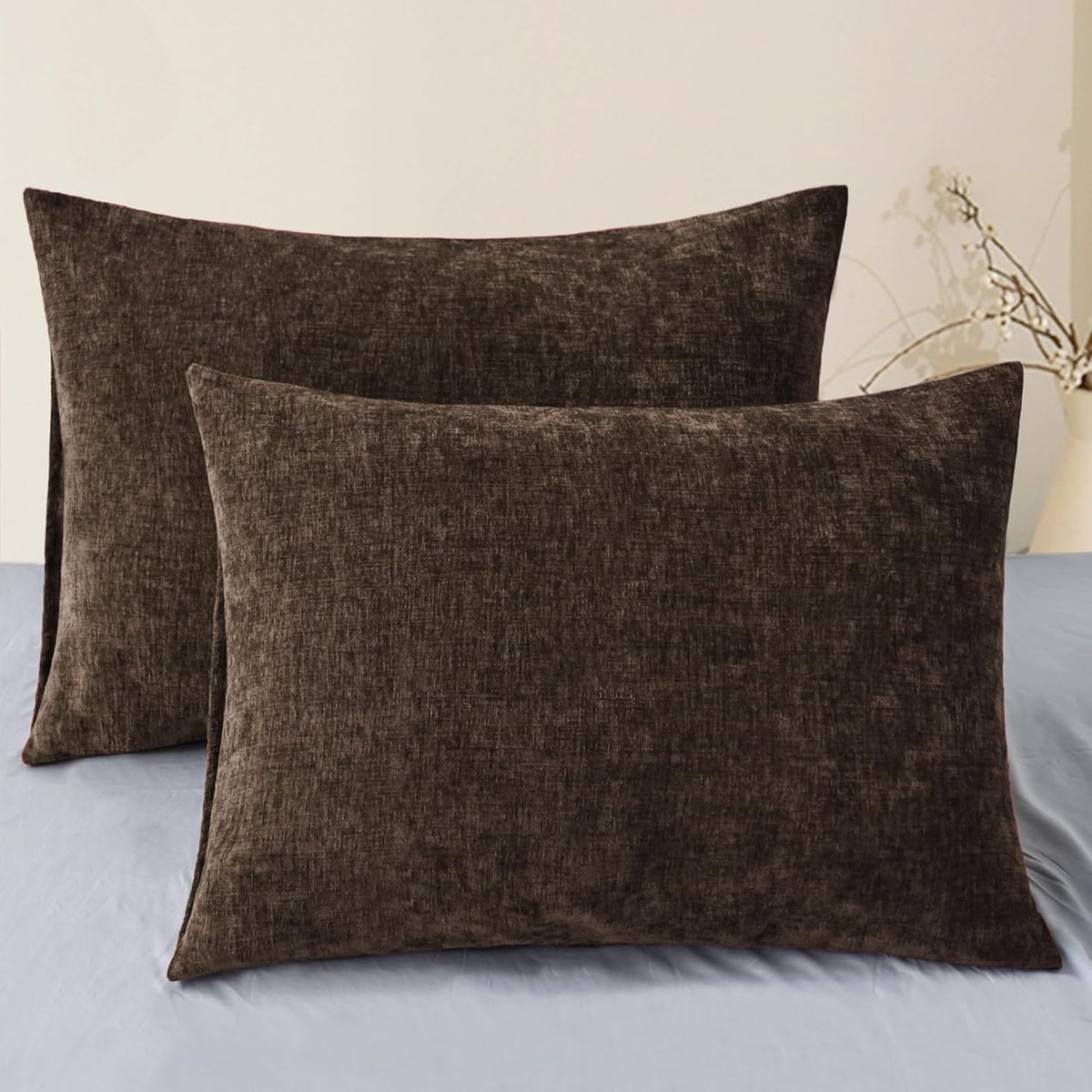 CaliTime Throw Pillow Covers Decorative 20 X 26 Inches Pack of 2 Cozy Chenille Standard Pillow Shams Cases for Couch Sofa Bed Living Room Home Coffee
