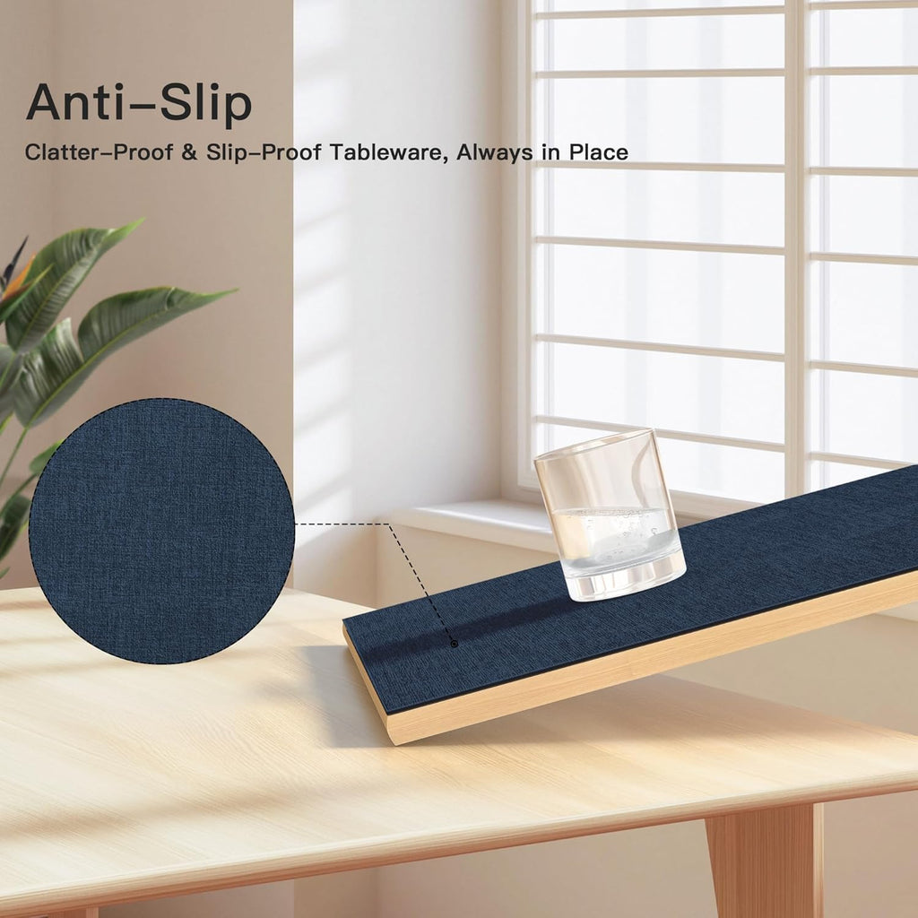 DOLOPL Placemats Set of 12, Reversible Wipeable & Heat Resistant Place Mats, Modern Faux Leather Table Mats for Kitchen, Neutral Waterproof Tablemats for Dining Table Decor, Wedding, Party(Navy Blue)