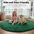 Dark Green Round Area Rug 4ft, Soft Bedroom Circle Rugs - Image 3