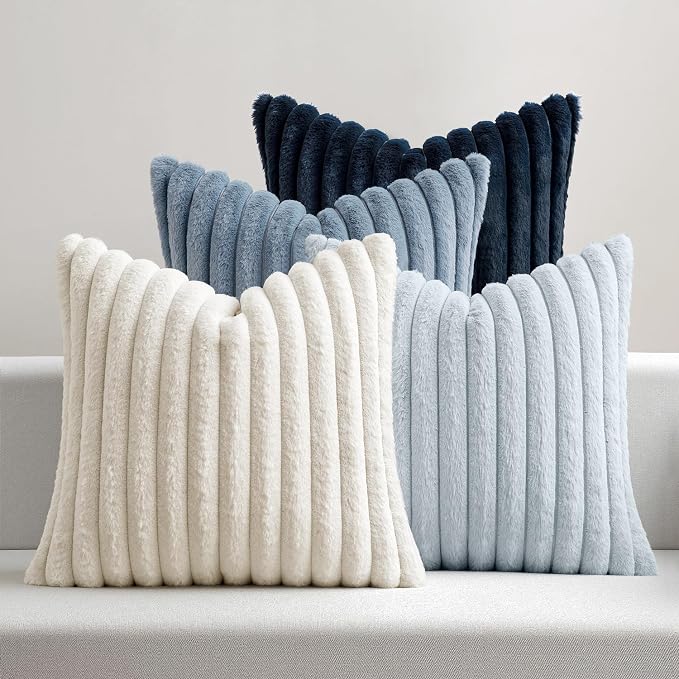 MIULEE Faux Fur Plush Decorative Throw Pillow Covers 20x20, Soft Coastal Modern by MIULEE