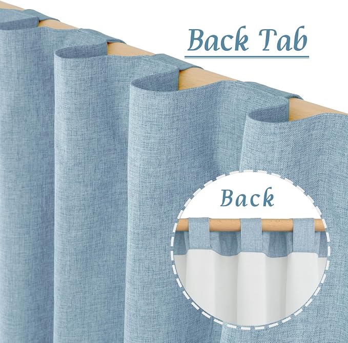 Stone Blue 100% Blackout Linen Curtains 84 Inch - Image 6