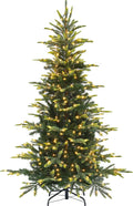 Yaheetech 6ft Pre-lit Aspen Fir Artificial Christmas Tree with 400 Incandescent Warm Lights Full Prelighted Xmas Tree w/828 Branch Tips & Foldable Stand for Home Holiday Decor, Green