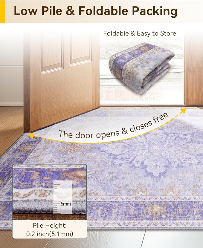RELEANY Washable Area Rug, Runner 2'x8', Water Repellent, Pet Friendly - Image 5