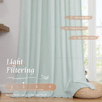 Semi Sheer Light Blue Linen Curtains 45 Inch Length - Image 4