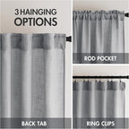 MIULEE Grey Linen Curtains 37x84 Inch Length Gray 2 Panels | Window Drapes - Image 3