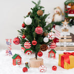 100Pcs Christmas Balls Ornaments Set, Shatterproof Christmas Decorations with Hand-held Gift Package for Xmas Tree/Holiday/Wedding/Holiday/Party Decor (Red & White)