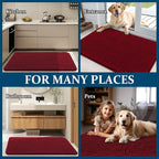 OLANLY Dog Door Mat for Muddy Paws 34x21, Super Absorbent Chenille Mud Mat | Red - Image 8