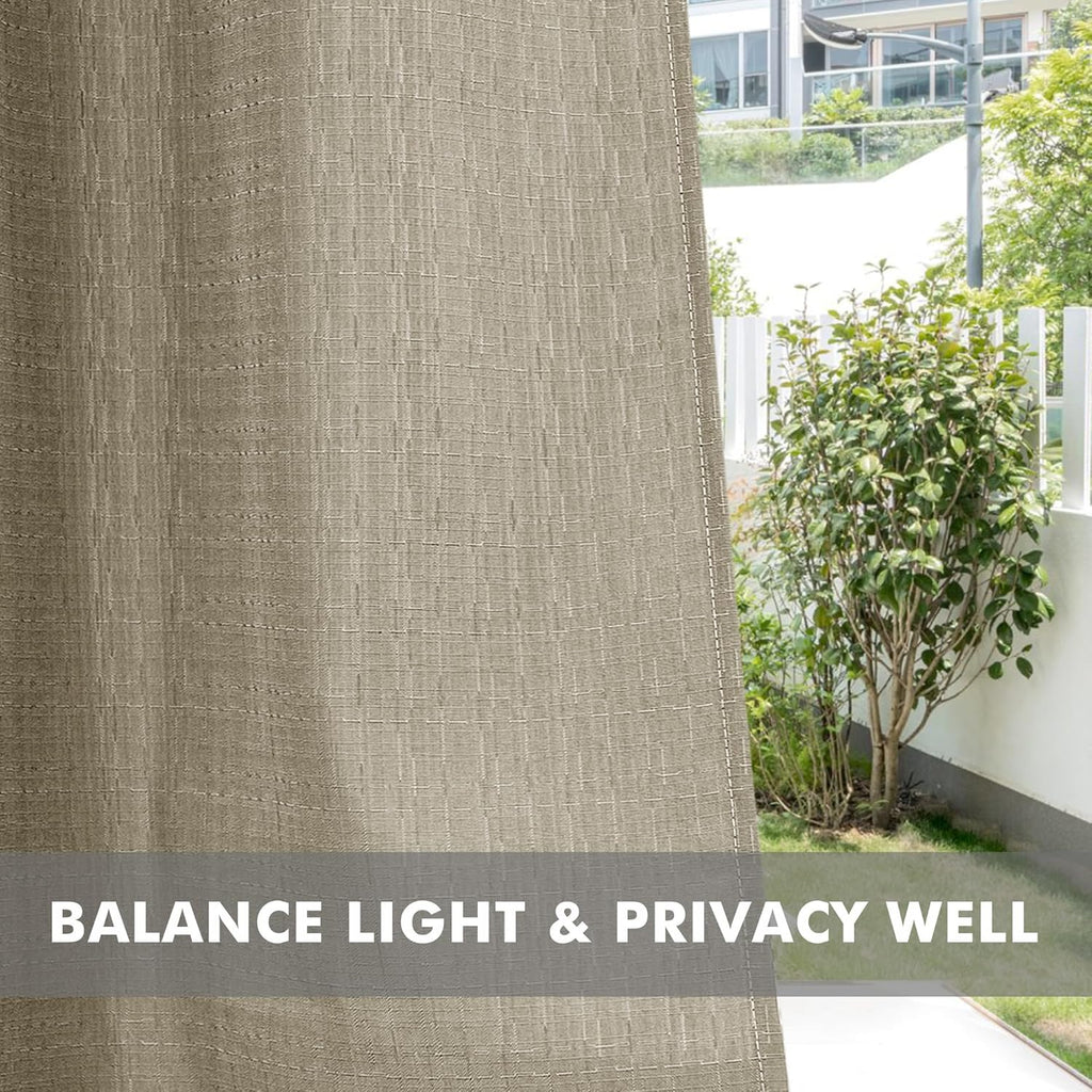 HolidayIdeas Linen Outdoor Curtains for Patio Waterproof-4 Panels Taupe Outside Curtains 54"x95"-Indoor/Outdoor Privacy Gazebo Curtains Weighted Weatherproof for Pergola, Porch, Cabana, Sunroom