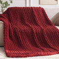 Chunky Knit Throw Blanket, 30''*40'' Knitted Throw Chenille Yarn for Bed Couch, Handmade Red Crochet Big Thick Blanket, Machine Washable Cute Comfy Blanket for Home Decor
