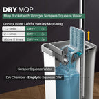 JOYMOOP Mop and Bucket with Wringer Set, Hands Free Flat Floor Mop and Bucket, 60" Mop with 4 Reusable Microfiber Pads, Wet and Dry Use, Floor Cleaning System