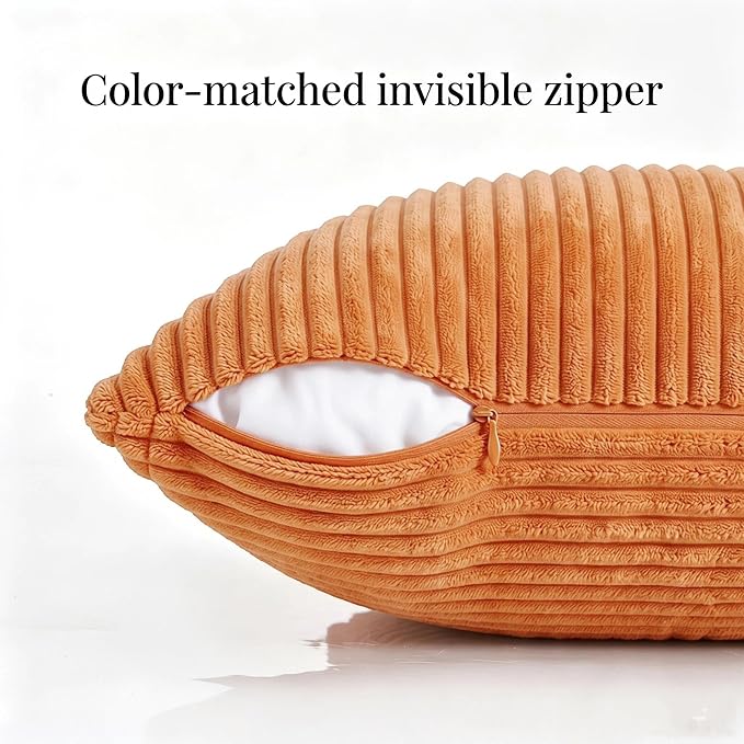 Fancy Homi 2 Packs Orange Lumbar Decorative Throw Pillow Covers 14x22 Inch - Image 3