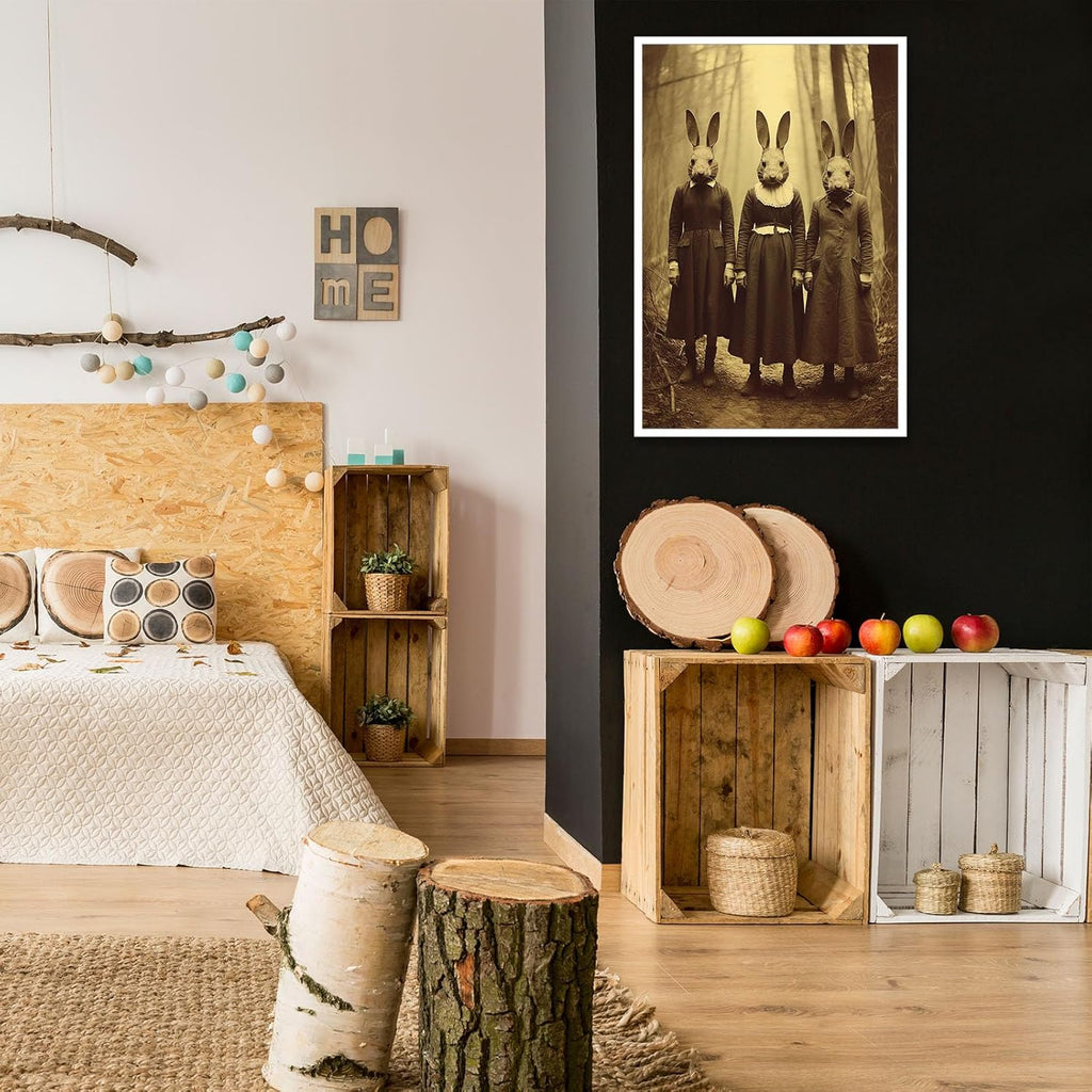 Vintage Halloween Wall Decor Rabbit Cult of the Occult Forest Canvas Wall Art Poster Gothic Dark Academia Decorations Room Creepy Print Spooky Pictures 24X36inch Unframed