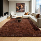 Brown Rugs for Living Room Bedroom, 5x8 Fluffy Bedside Area Rug, Soft Plush - Image 5