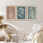 SIGNINART Neutral Botanical Framed Canvas Wall Art Set, Vintage Floral Wall Decor, Boho Minimalist Plant Wall Painting, Art Print for Farmhouse Living Room, Bedroom, Office, Bathroom 16"x24"x3