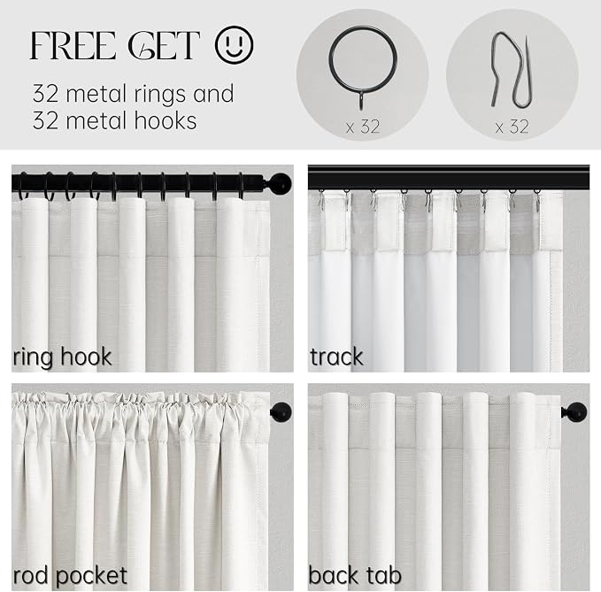 Topfinel Snow White 100% Blackout Linen Curtains - Image 3