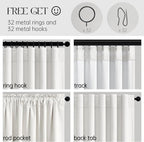 Topfinel Snow White 100% Blackout Linen Curtains - Image 3