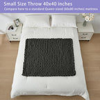 Bigacogo Chunky Knit Throw Blanket for Couch, 40x40 inches, 100% Hand Knitted with Thick Jumbo Chenille Yarn, Cozy Soft Large Rope Knot Cable Crochet Blankets for Sofa Bed Living Room, Dark Grey