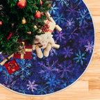 Christmas Blue Purple Snowflake Tree Skirt, Seasonal Tree Mat Holiday Party Supplies Ornaments Indoor Outdoor Decorations for Tabletop Trees 35.4 Inches