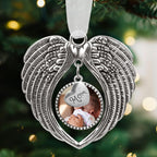 Christmas Ornaments Angel Wings with Custom Photo Frame for Loss of Loved One Remembrance Keepsake with Silk Ribbon & Red Gift Box