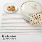 Leetaltree White with Black Stripes Placemats Set of 12 - Heat Resistant Non-Slip Place mats for Dining Table, Washable Durable PVC Vinyl Woven Table Mats（White Stripes, 12）