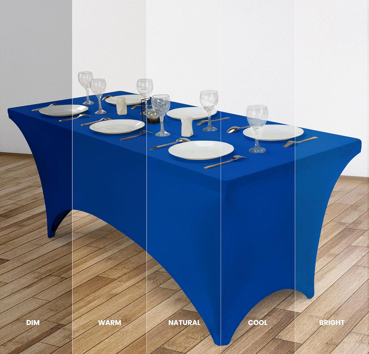 Utopia Kitchen 6FT Spandex Tablecloth [2 Pack, Royal Blue] 200 GSM Stretch, Fitted, Washable and Wrinkle Resistant Table Cloth Rectangle Cover for Trade Shows, Wedding, Parties [72Lx30Wx30H Inch]