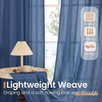 BGment 102 Inch Length Navy Blue Linen Curtains - Image 4