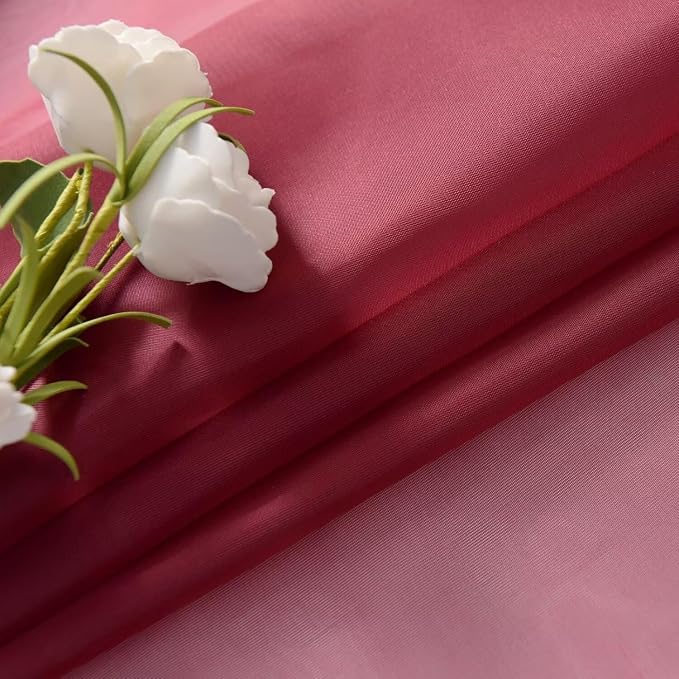SpaceDresser Burgundy Sheer Curtains 4 Panels Rod Pocket Semi-Sheer Curtain 45 - Image 6