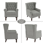 Lumibee High Back Accent Chair Set of 2,Upholstered Wingback Armchair with Solid Wood Legs for Small Spaces,Comfy Single Sofa Chair for Living Room,Bedroom,Office-Light Gray