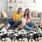 6x9 Large Tie-Dyed Black and White Fluffy Area Rug Non-Slip - Image 2