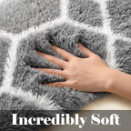 7x9 Area Rugs for Living Room Bedroom, Fluffy Grey and White Geometric Rug | - Image 2