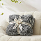 Snuggle Sac Heather Black Bedding Blankets Twin Size, Reversible Super Soft Large Cozy Blankets for Bed, Warm Cozy Knit Fuzzy Blankets for Sofa, Living Room, Heather Black, 60x80 inches