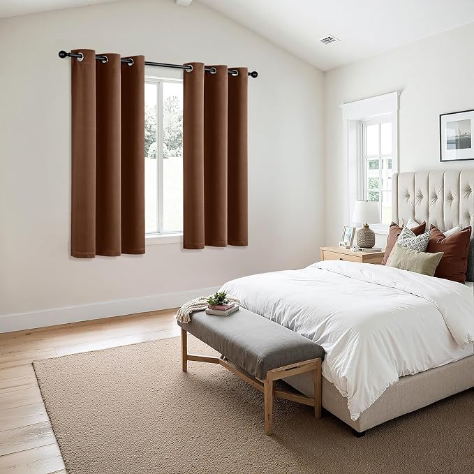 MIULEE Blackout Curtains for Bedroom 2 Panels 40 x 45 Inch Long Mocha Brown | - Image 6