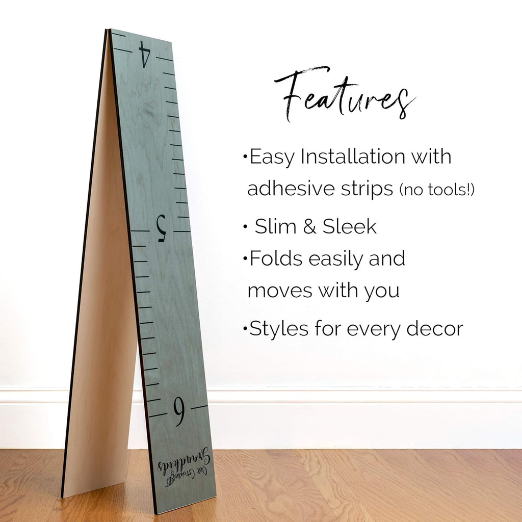 Wooden Growth Chart – Kids Height Chart, Wall Measurement for Kids, Height Chart for Wall, Growth Ruler for Children – Our Growing Grandkids, Gray (63"x6.7")
