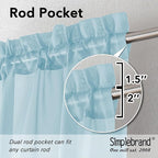 Simplebrand Sky Blue Sheer Curtains 63 Inch Length 2 Panels, Rod Pocket Solid - Image 2