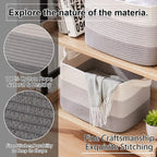 OIAHOMY Storage Basket, Woven Baskets for Storage, Cotton Rope Basket for toys,Towel Baskets for Bathroom - Pack of 3, Gradient Gray