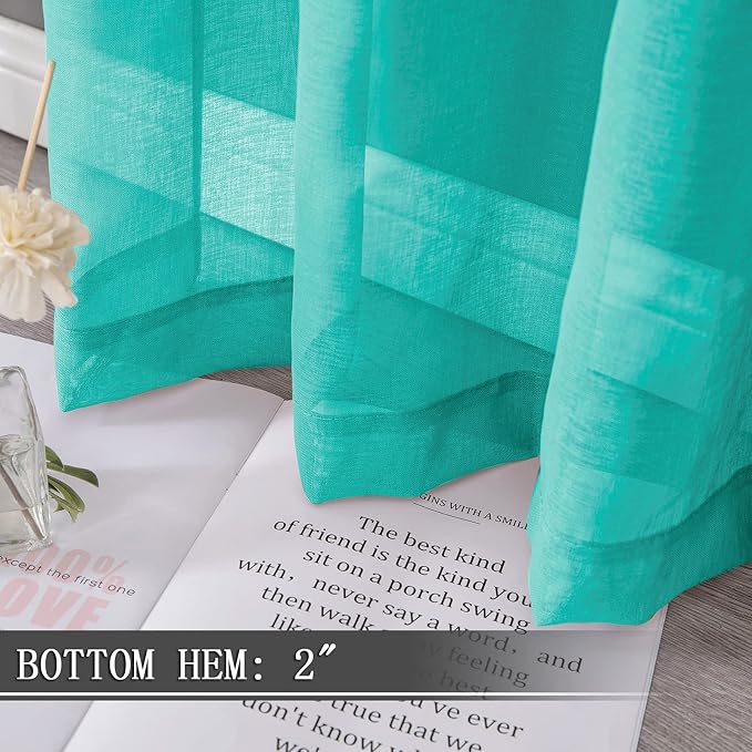 Tollpiz Short Sheer Curtain Linen Textured Living Room Curtains Sheer Light - Image 4