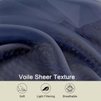 Navy Blue Sheer Curtain for Bedroom Living Room 78 Inches Long 2 Panels Set - Image 3